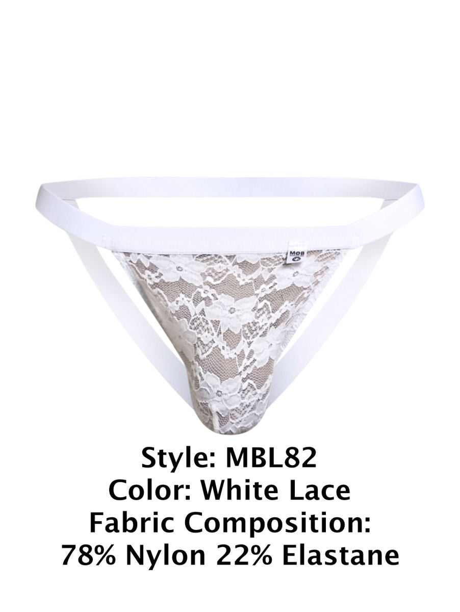 MaleBasics Men's Underwear MBL82 Sexy Jockstrap Color White Lace