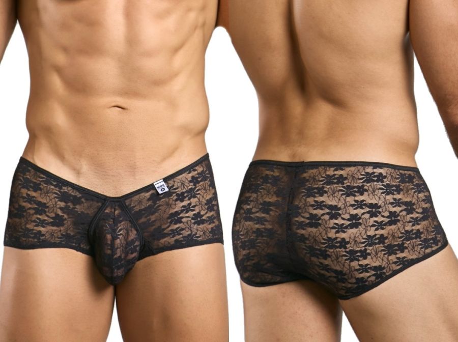 MaleBasics Men's Underwear MBL83 Loop Cheeky Trunks Color Black Lace