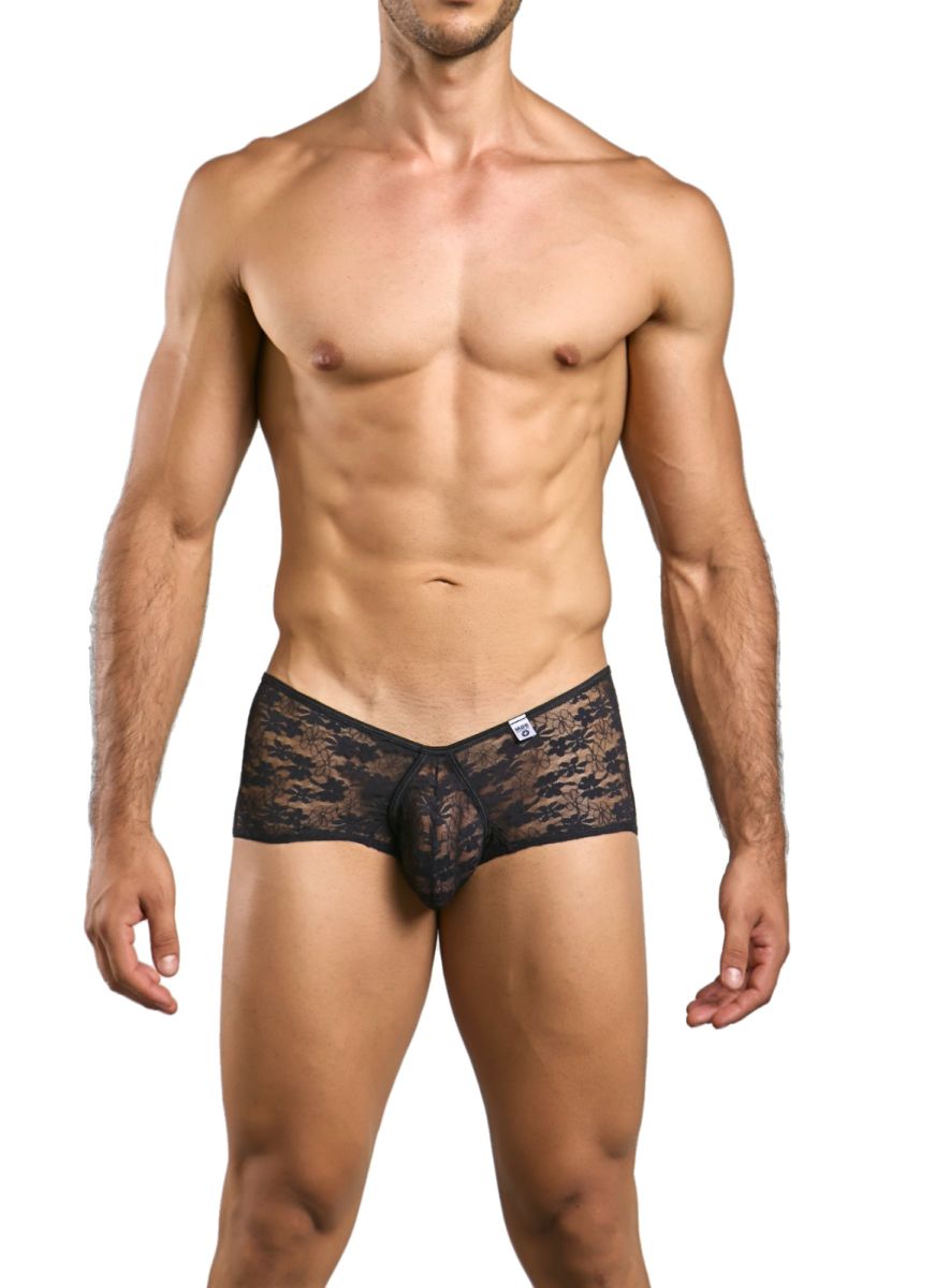 MaleBasics Men's Underwear MBL83 Loop Cheeky Trunks Color Black Lace