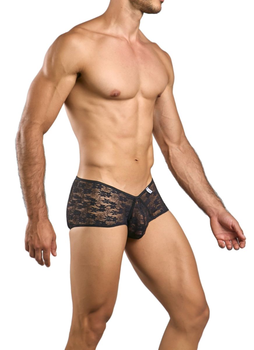 MaleBasics Men's Underwear MBL83 Loop Cheeky Trunks Color Black Lace