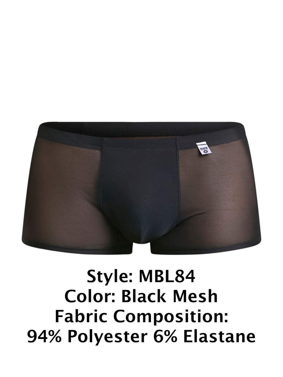 MaleBasics Men's Underwear MBL84 Classic Pouch Trunks Color Black Mesh