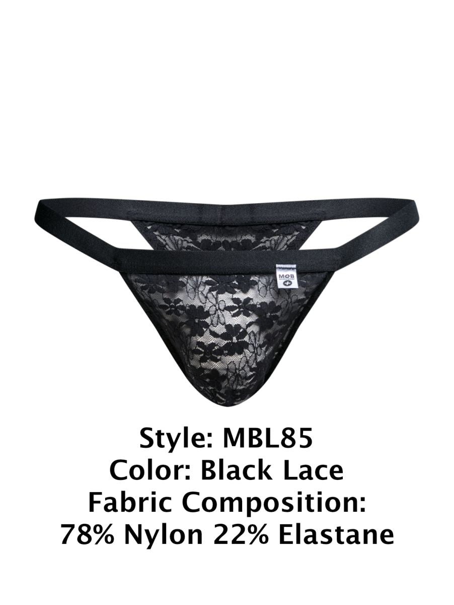 MaleBasics Men's Underwear MBL85 Y Sexy Thongs Color Black Lace