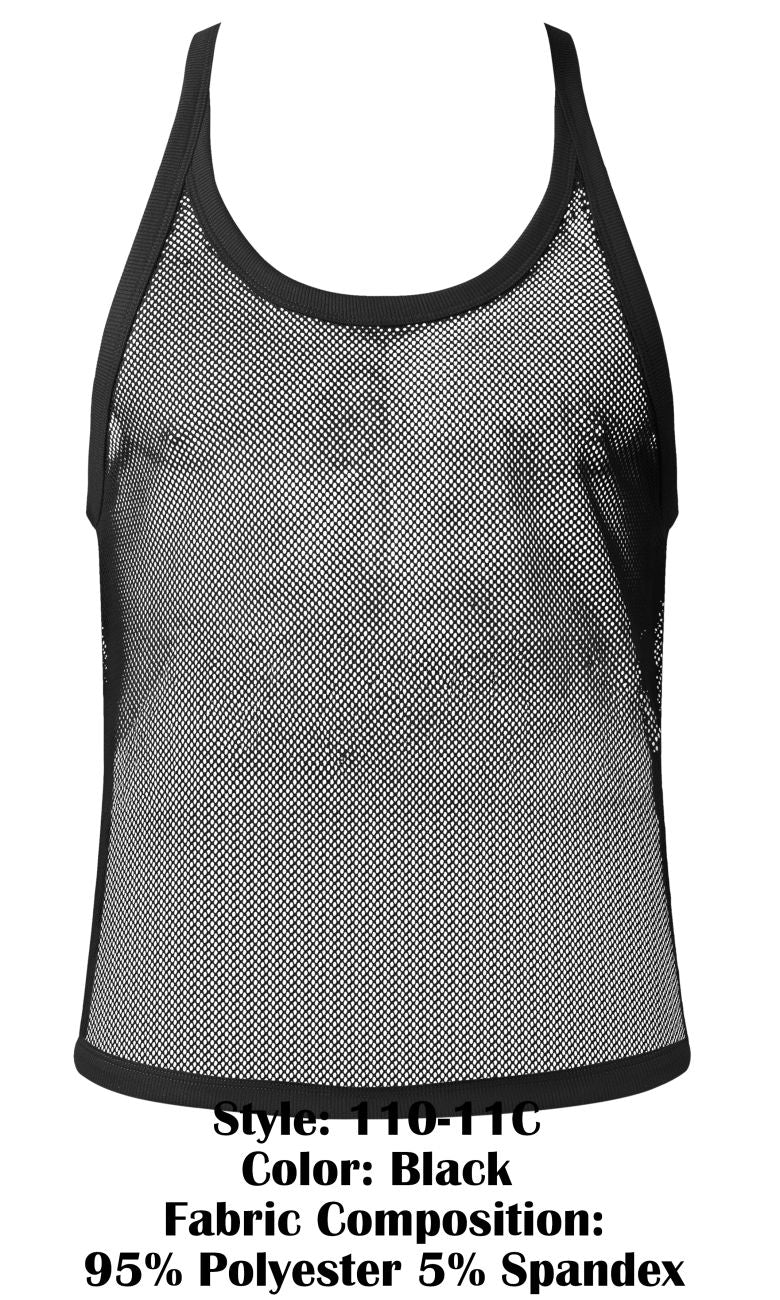 Male Power Men's Underwear 110-11C Fishnet 2 Tank Top Color Black