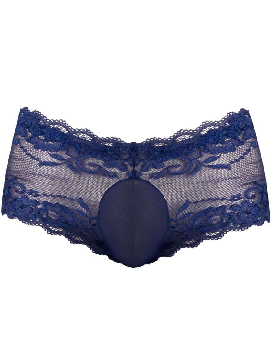 Male Power Men's Underwear 127-280 Sassy Lace Mini Short Sheer Pouch Color Navy