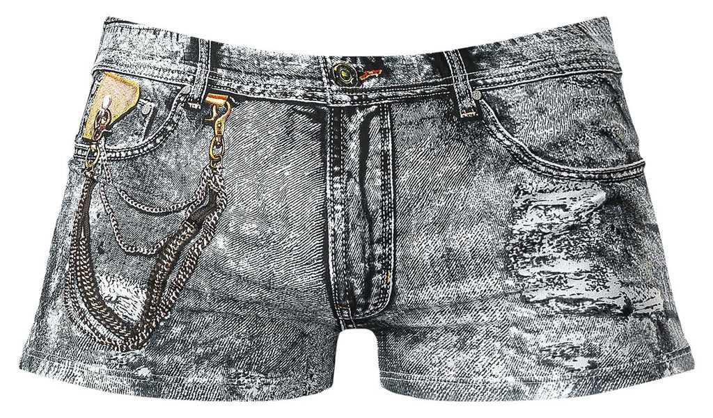 Male Power Men's Underwear 145-286 Dirty Denim Mini Short Color Denim Print