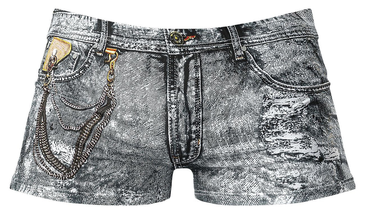 Male Power Men's Underwear 145-286 Dirty Denim Mini Short Color Denim Print