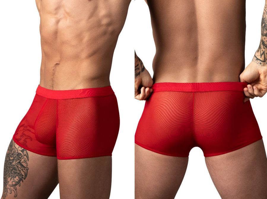Male Power Men's Underwear 145-307 Mesh 2 Mini Short Trunks Color Red