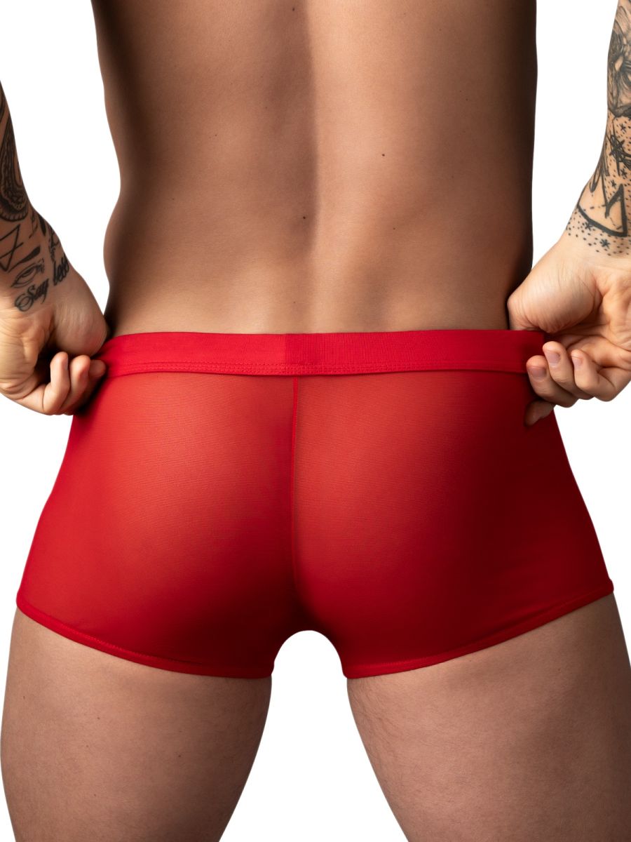 Male Power Men's Underwear 145-307 Mesh 2 Mini Short Trunks Color Red