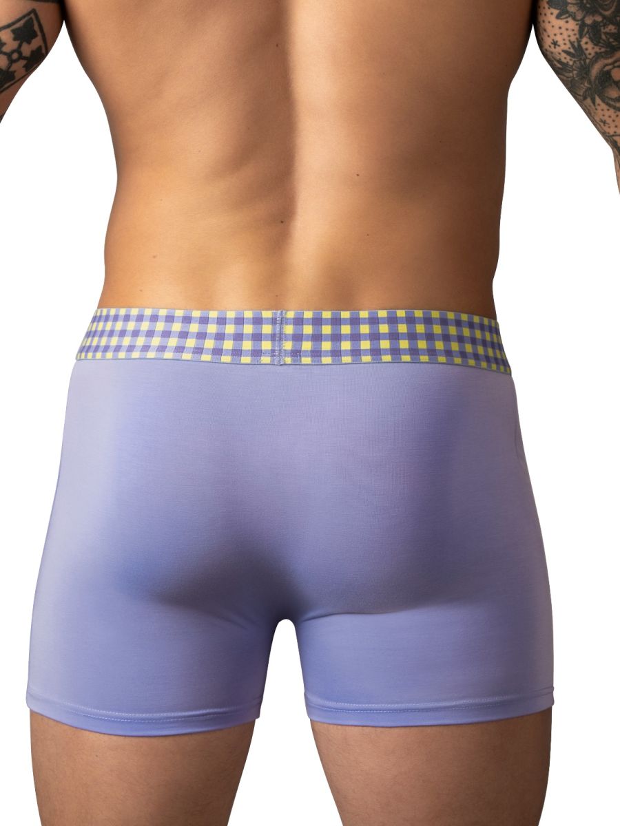 Male Power Men's Underwear 161-306 So Comfy Gingham Boxer Brief in Purple Color Purple