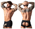 Male Power Men's Underwear 162-304 Open Ended Moonshine Short Open Front Elastic Cock Ring Color Black