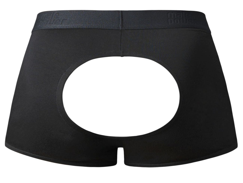 Male Power Men's Underwear 162-304 Open Ended Moonshine Short Open Front Elastic Cock Ring Color Black