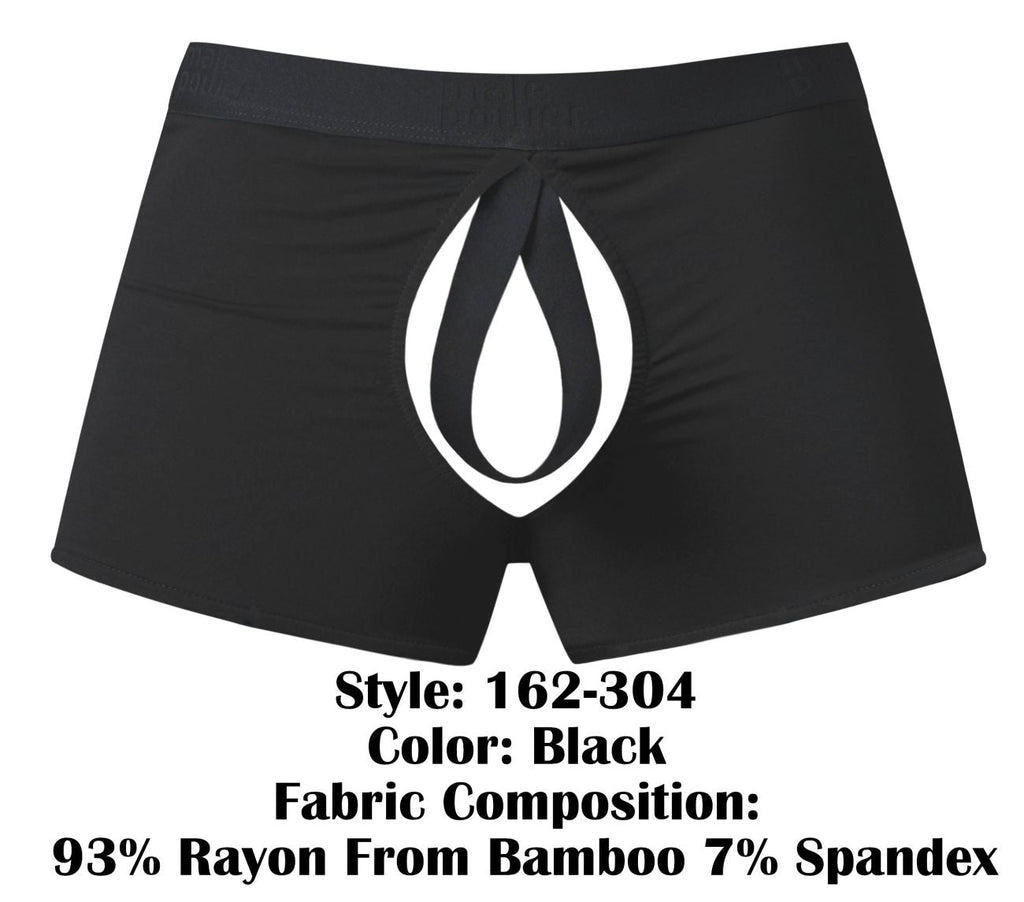 Male Power Men's Underwear 162-304 Open Ended Moonshine Short Open Front Elastic Cock Ring Color Black