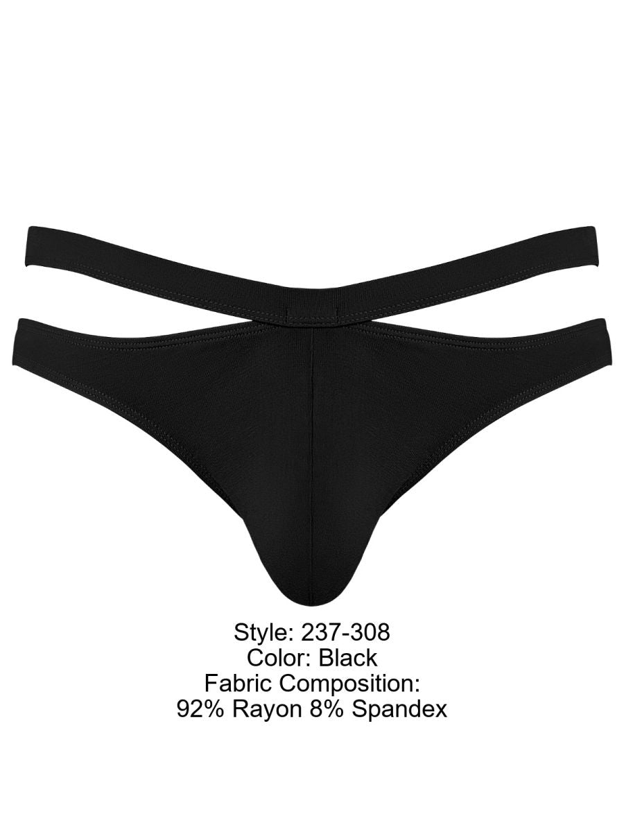 Male Power Men's Underwear 237-308 Eco Cozy Cutout Thong Color Black