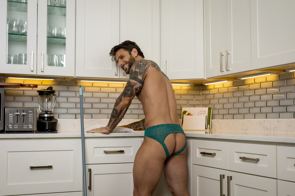 Male Power Men's Underwear 330-305 Ripple Moon Jockstrap Color Teal