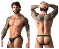 Male Power Men's Underwear 348-304 Open Ended Jock Open Front Elastic Cock Ring Color Black