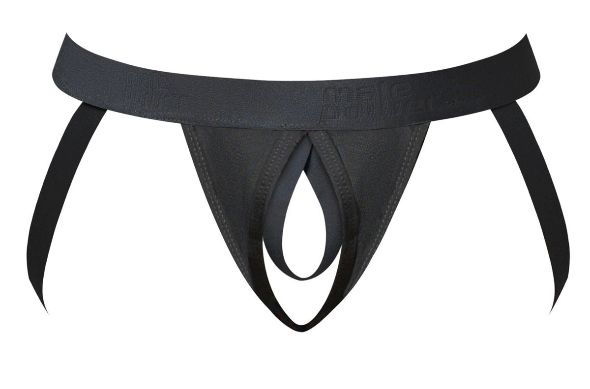 Male Power Men's Underwear 348-304 Open Ended Jock Open Front Elastic Cock Ring Color Black