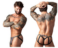 Male Power Men's Underwear 351-303 Gridlocked Strappy Ring Jock Color Printed