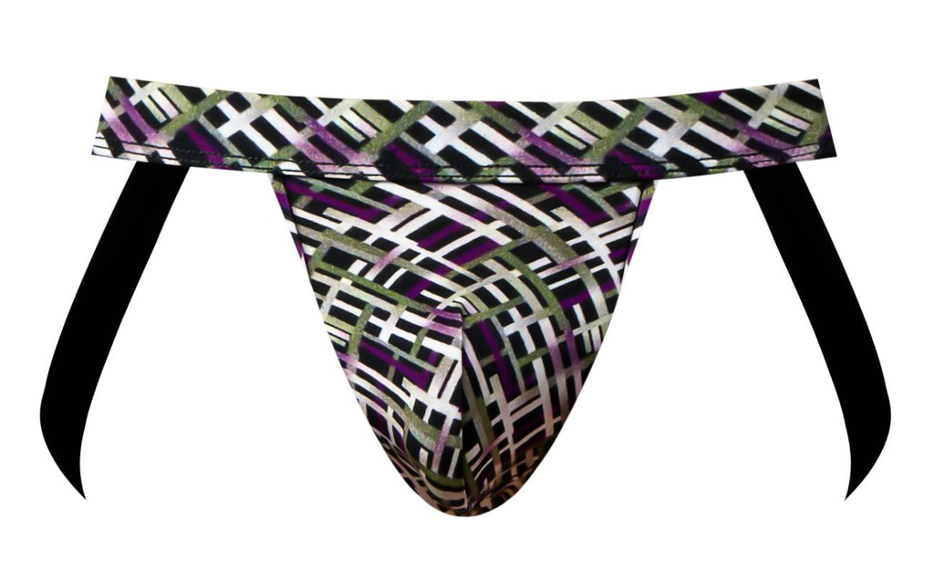 Male Power Men's Underwear 351-303 Gridlocked Strappy Ring Jock Color Printed