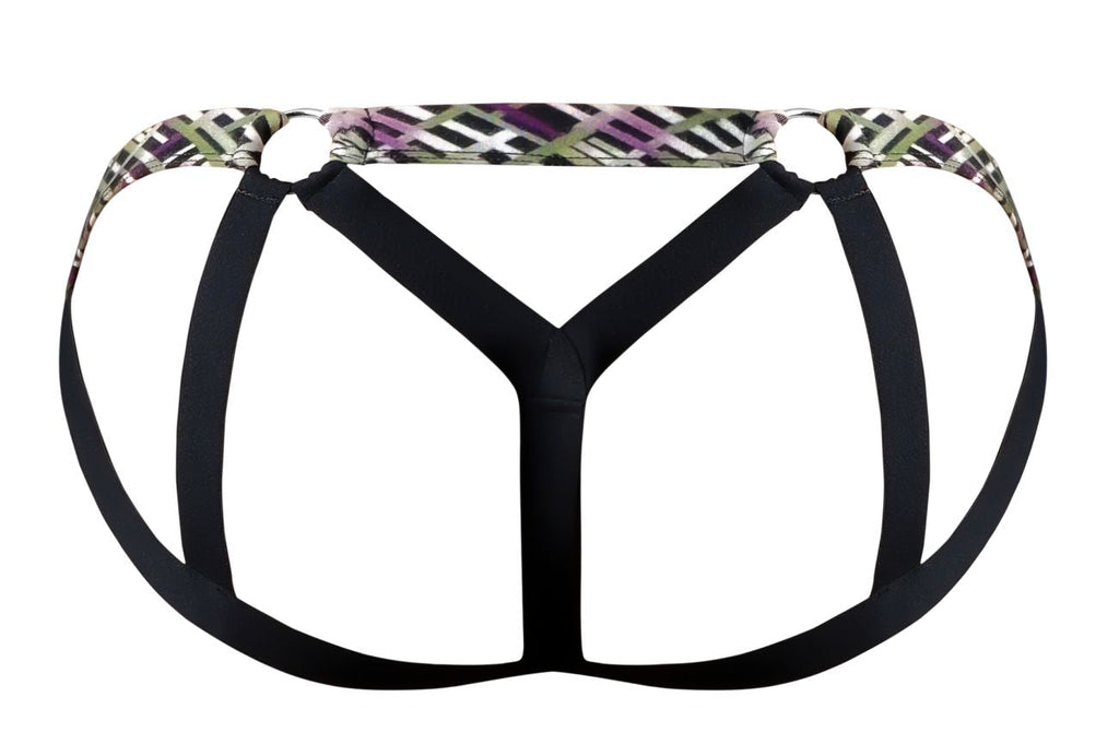 Male Power Men's Underwear 351-303 Gridlocked Strappy Ring Jock Color Printed