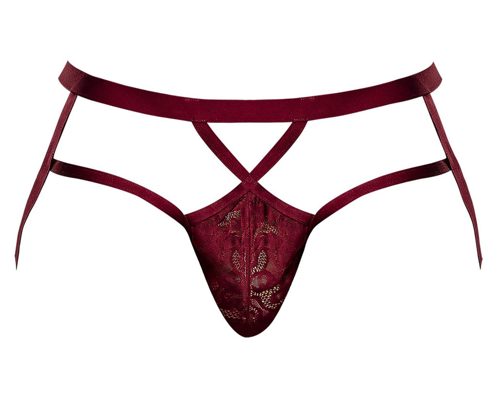 Male Power Men's Underwear 394-289 Lucifer Strappy Jock Color Burgundy