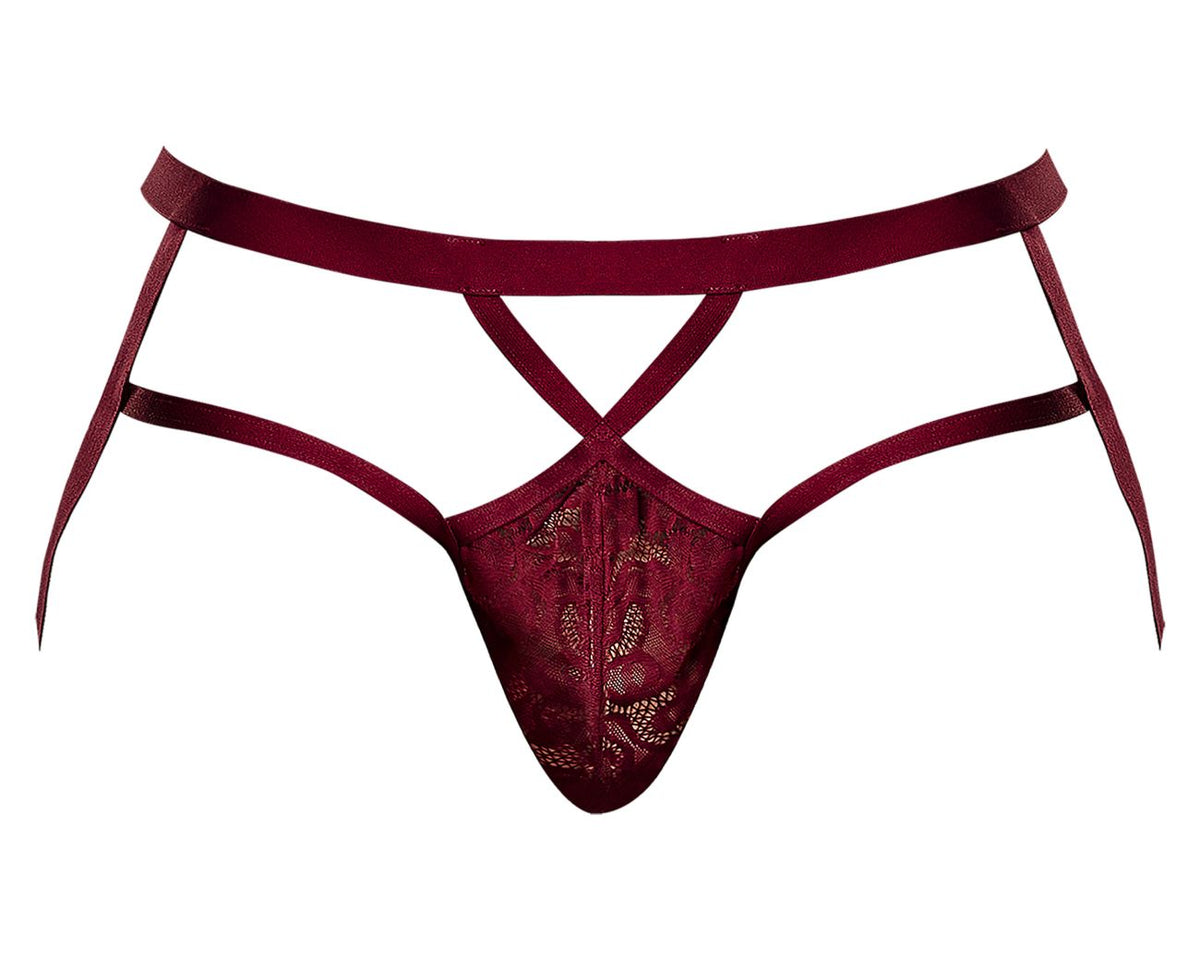 Male Power Men's Underwear 394-289 Lucifer Strappy Jock Color Burgundy