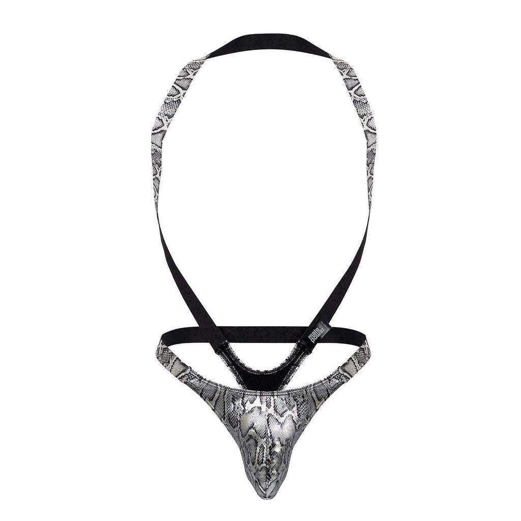 Male Power Men's Underwear 404-282 S-naked Shoulder Sling Harness Thong Color Silver-Black