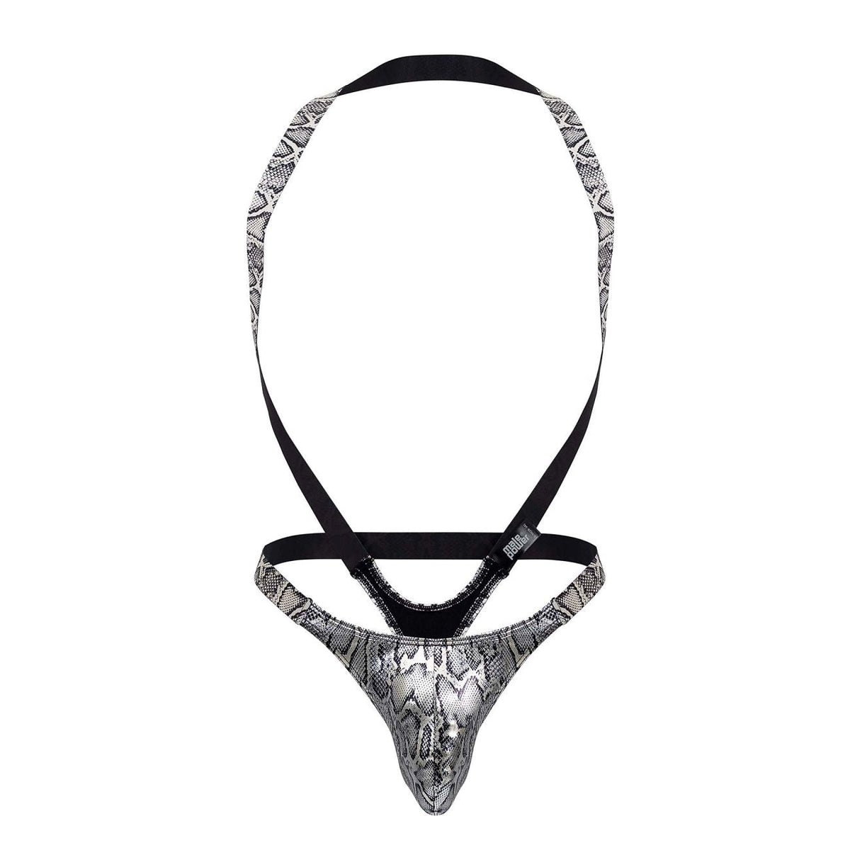 Male Power Men's Underwear 404-282 S-naked Shoulder Sling Harness Thong Color Silver-Black