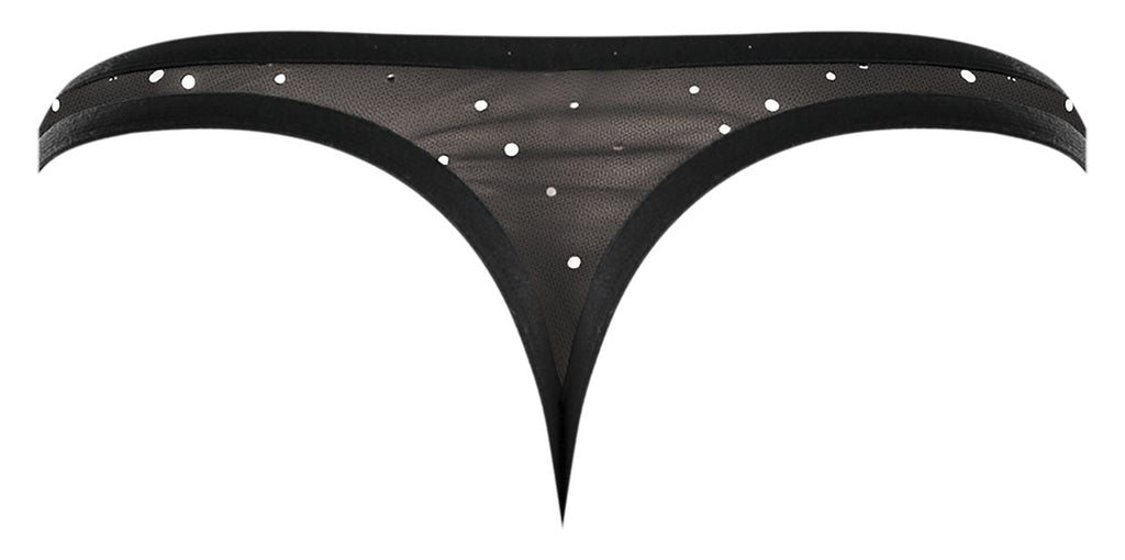 Male Power Men's Underwear 407-288 Show Stopper Thong Color Silver Mesh Dot