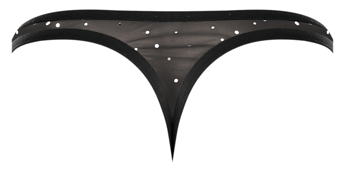 Male Power Men's Underwear 407-288 Show Stopper Thong Color Silver Mesh Dot