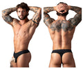 Male Power Men's Underwear 417-304 Open Ended Thong Open Front Elastic Cock Ring Color Black