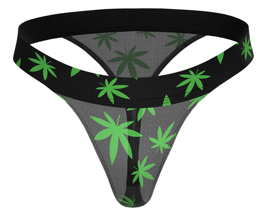 Male Power Men's Underwear 433-294 Hazy Dayz Micro Thong Color Pot Leaf