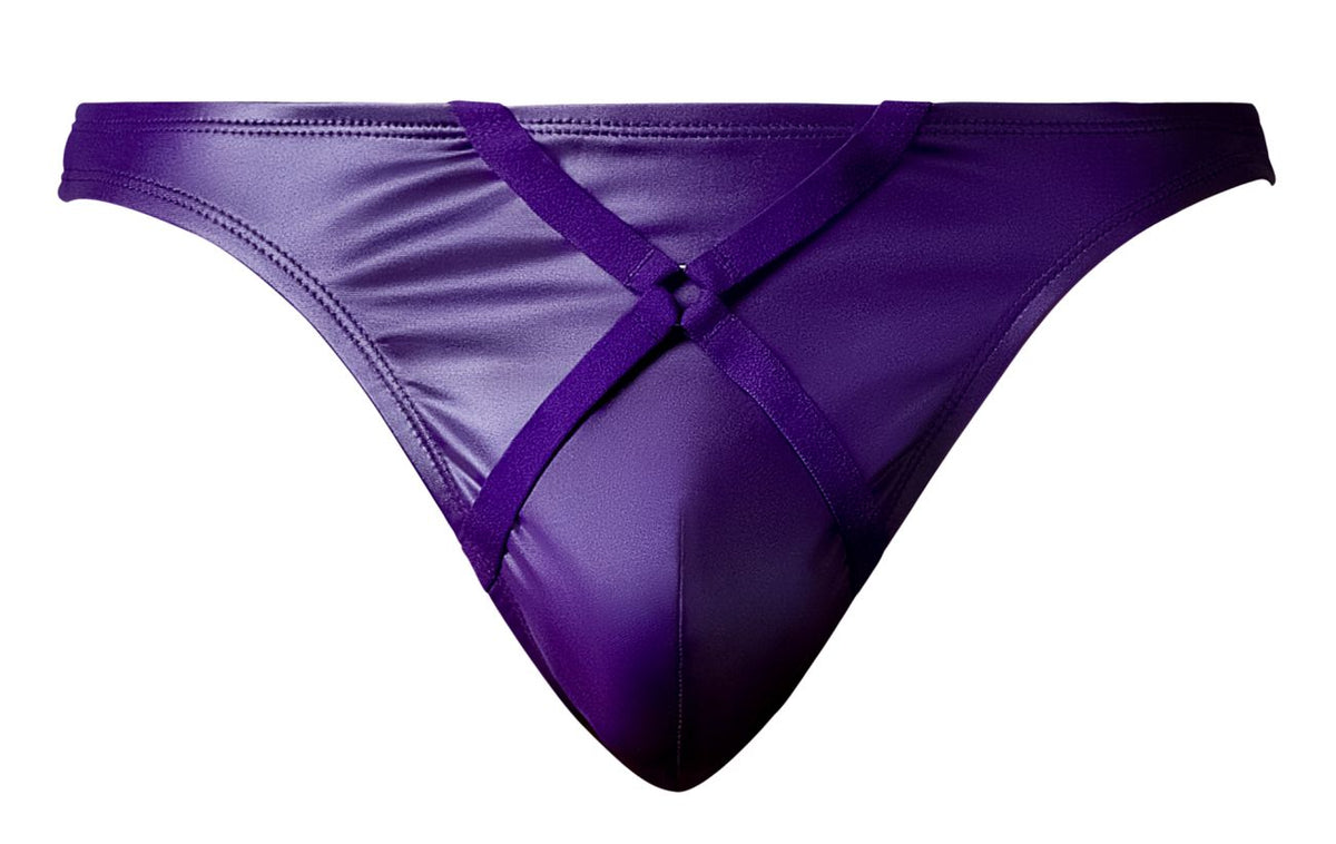 Male Power Men's Underwear 447-302 Eggplant Crossover Thong Color Plum