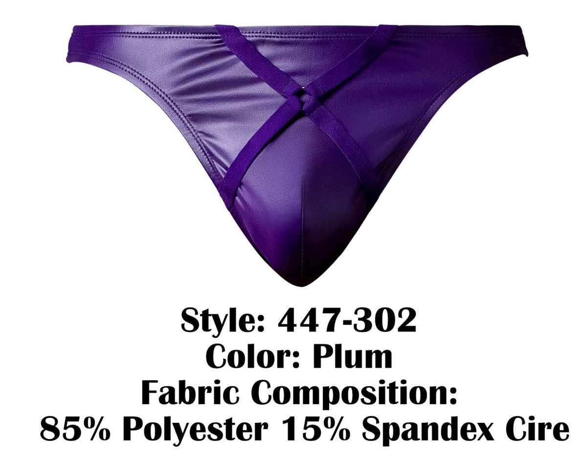 Male Power Men's Underwear 447-302 Eggplant Crossover Thong Color Plum