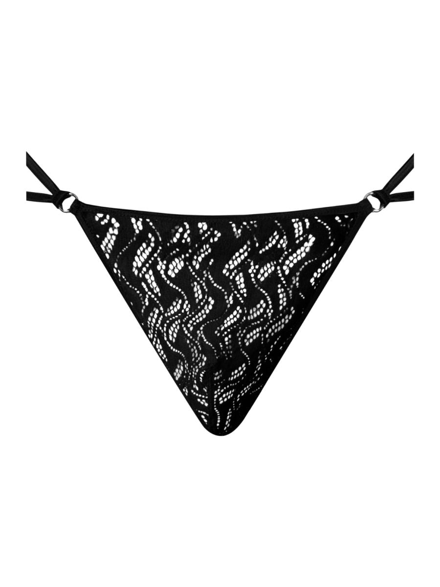 Male Power Men's Underwear 456-305 Ripple Micro V-String Thong Color Black