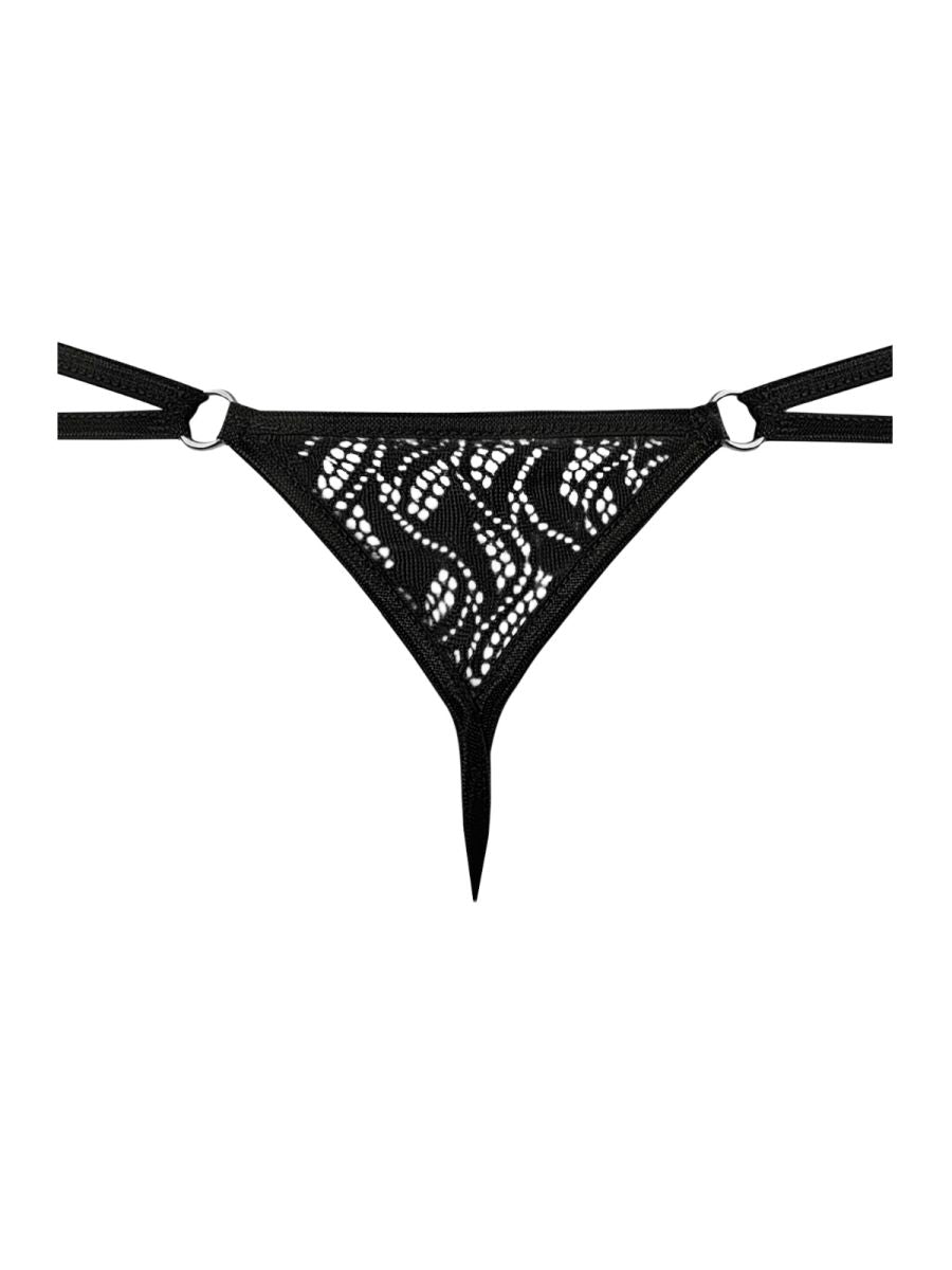 Male Power Men's Underwear 456-305 Ripple Micro V-String Thong Color Black