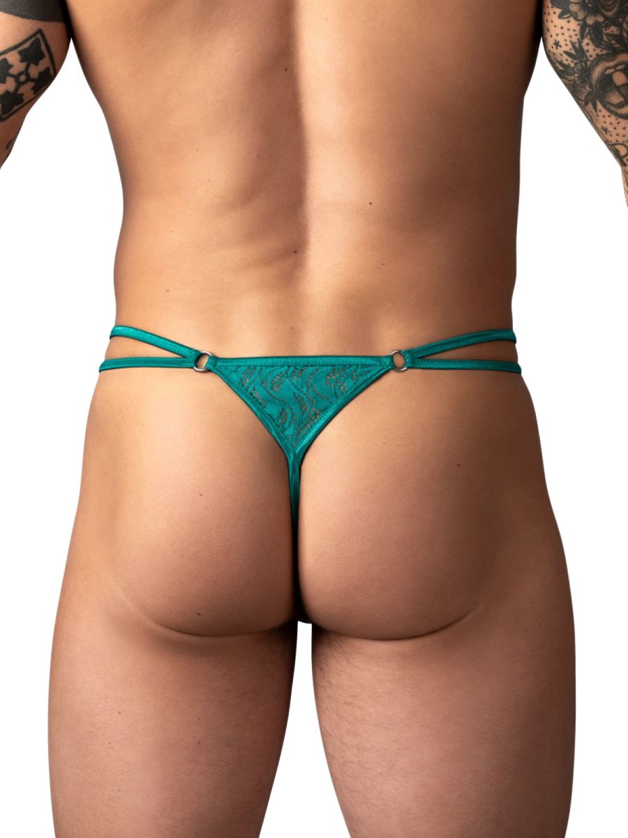 Male Power Men's Underwear 456-305 Ripple Micro V-String Thong Color Teal