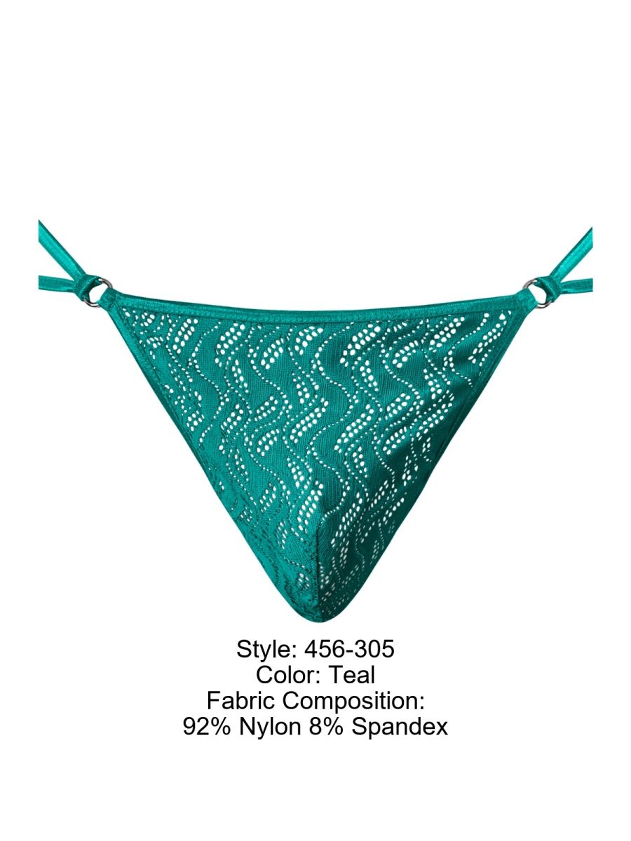Male Power Men's Underwear 456-305 Ripple Micro V-String Thong Color Teal
