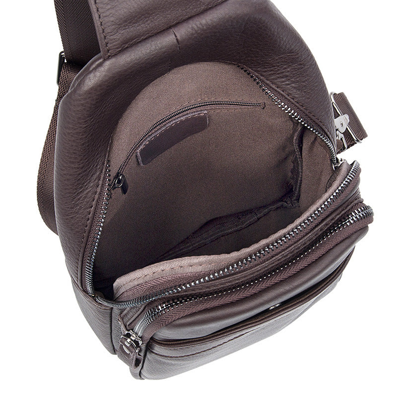 Men Leather Chest Pack Full Grain Leather Sling Bag Stylish Shoulder Bag JMD4013