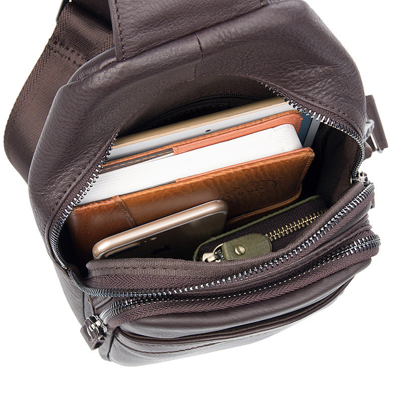 Men Leather Chest Pack Full Grain Leather Sling Bag Stylish Shoulder Bag JMD4013