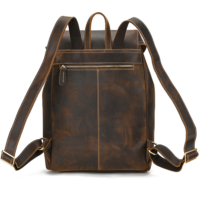 Mens Leather Backpack 15 Inch Leather Laptop Backpack Retro Travel Backpack For Mens School Backpack