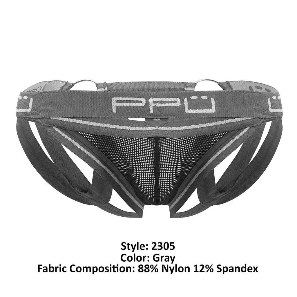 PPU Men's Underwear 2305 Mesh Jockstrap Color Gray