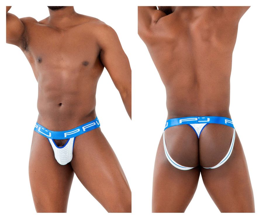 PPU Men's Underwear 2313 Peek-a-boo Jockstrap Color White