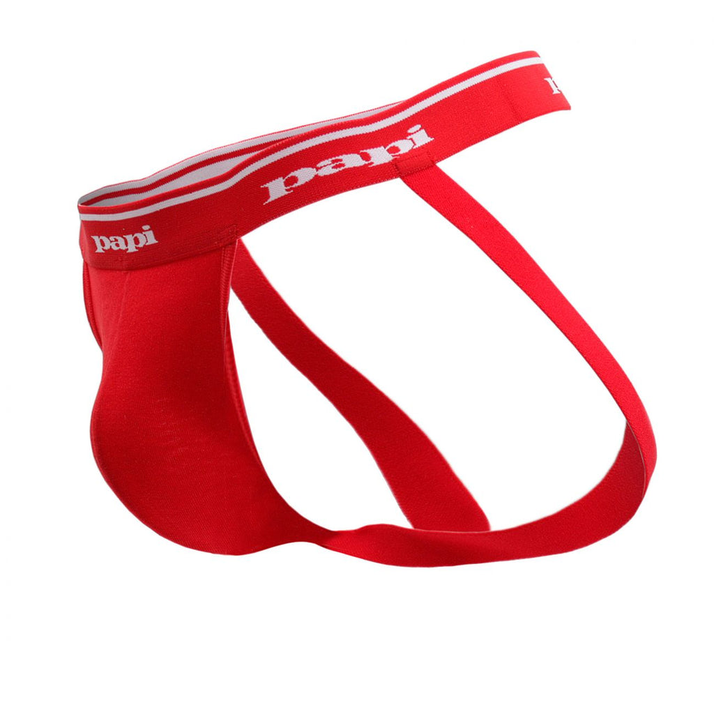 Papi Men's Underwear 705910-999 3PK 1X1 Rib Jockstrap Color Black-Red-Turquoise
