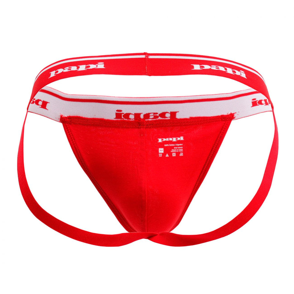 Papi Men's Underwear 705910-999 3PK 1X1 Rib Jockstrap Color Black-Red-Turquoise