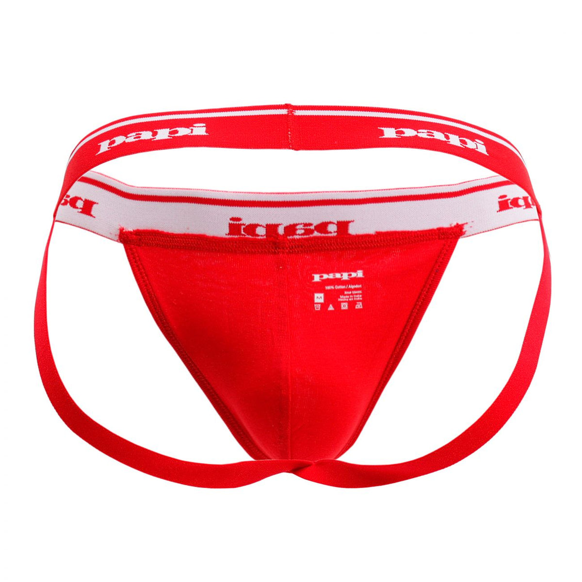 Papi Men's Underwear 705910-999 3PK 1X1 Rib Jockstrap Color Black-Red-Turquoise
