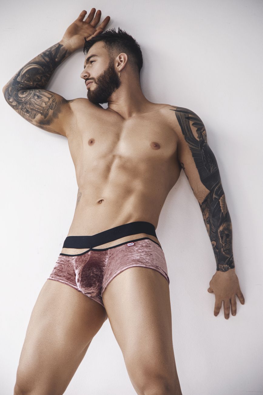 Pikante Men's Underwear PIK 1096 Clandestine Velvet Trunks Color Pink