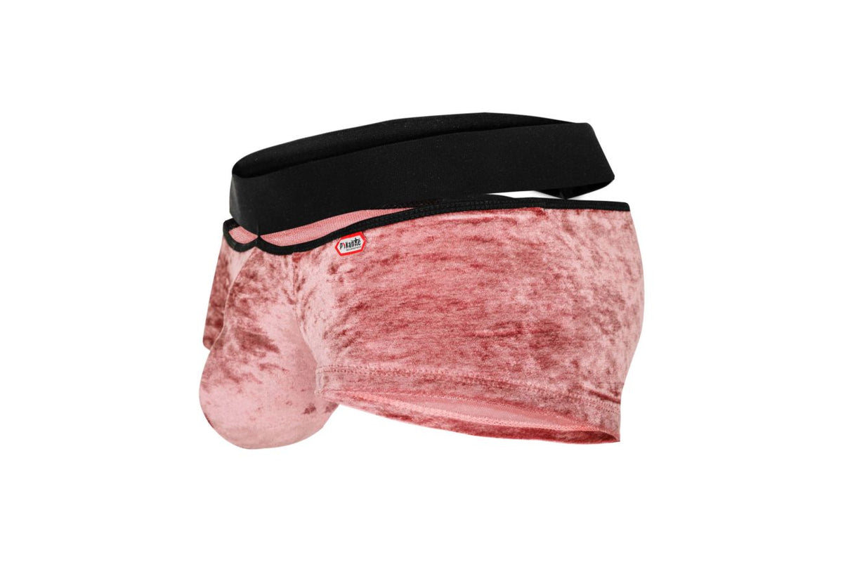 Pikante Men's Underwear PIK 1096 Clandestine Velvet Trunks Color Pink