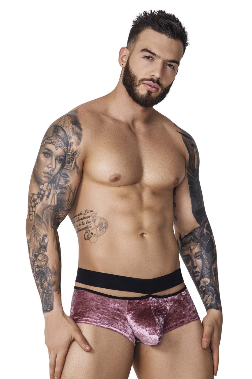 Pikante Men's Underwear PIK 1096 Clandestine Velvet Trunks Color Pink