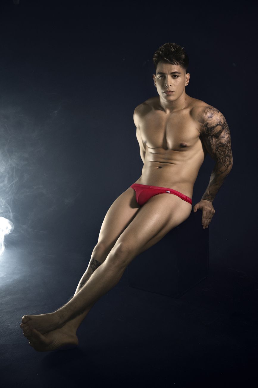 Pikante Men's Underwear PIK 1823 Luxury Thongs Color Red Mesh