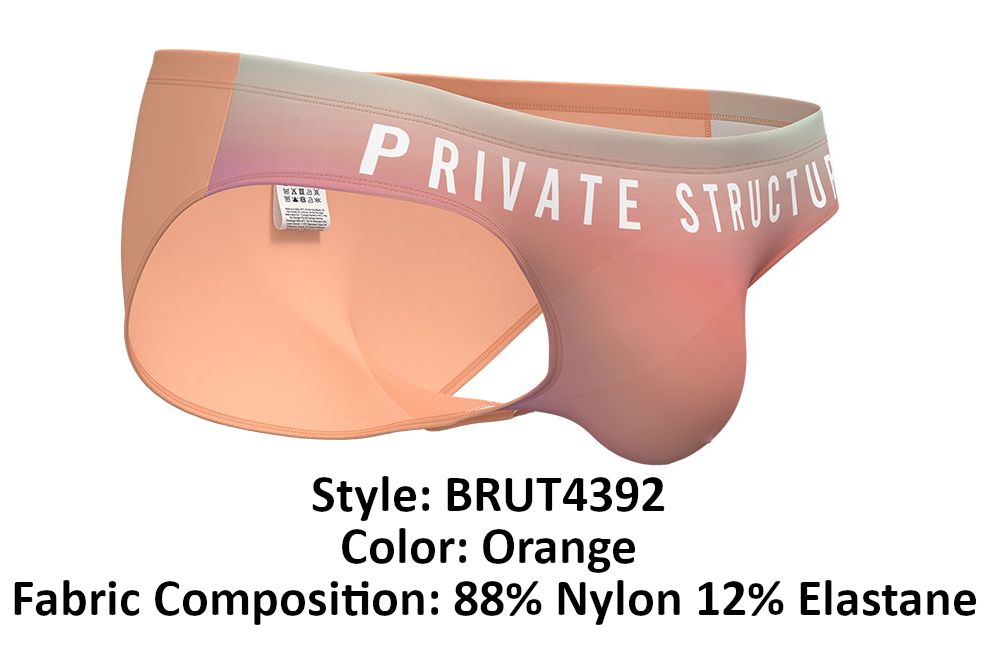 Private Structure Men's Underwear BRUT4392 Bare Bikini Color Orange